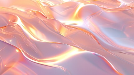 Glossy waves of light glow softly, their 3D form enveloping the surroundings in a serene ambiance of calming colors. - obrazy, fototapety, plakaty