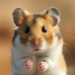 Hamster on a brown background,  Close-up of hamster