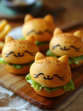 Catshaped sandwiches on board fun food for all ages