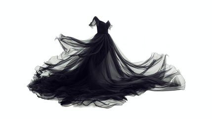 wavy black dress isolated on white background