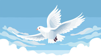 White dove flying in the sky .. Flat vector isolated