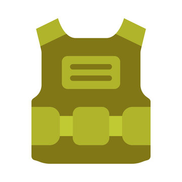 Bullet Proof Vest Glyph Vector Flat Icon Design
