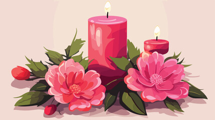 Obraz na płótnie Canvas Wild Rose Candle Flat vector isolated on white background