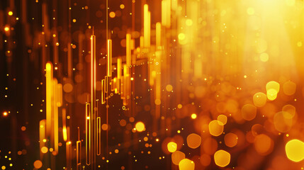 Golden glowing particle lines background, abstract bright texture business luxury wallpaper...