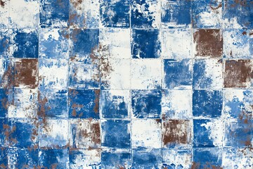Blue and white checkered background with some damage on it