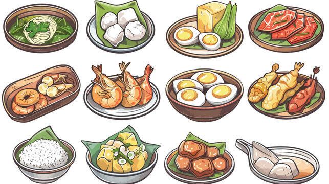 Peuyeum Singkong Indonesian Food Hand Drawn Icon 