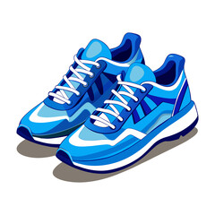 Running athlete wears blue sports shoes icon isolated vector illustrations generated by Ai