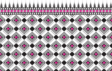 Seamless geometric design blue background decorated with pink Use for fabric backgrounds, woven work, textiles, patterns, appliances and decorations.