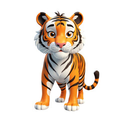 3d rendering of cartoon tiger on Isolated transparent background png. generated with AI