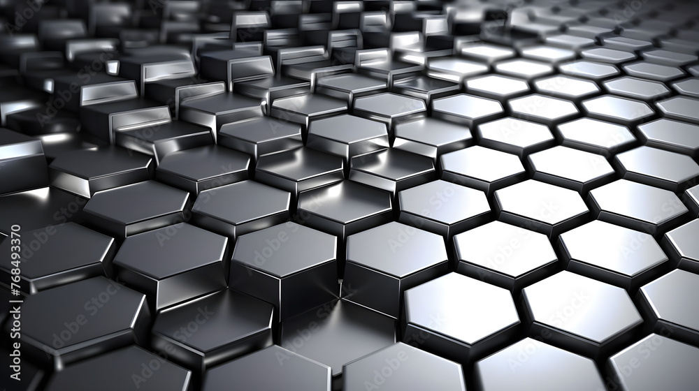 Wall mural digital silver 3d honeycomb structure hexagonal graphic poster web page ppt background