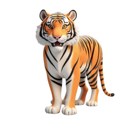 Obraz premium 3d rendering of cartoon tiger on Isolated transparent background png. generated with AI