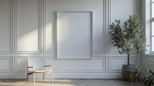 Mock up frame, modern style wall, home interior, 3dender