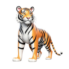 Obraz premium 3d rendering of cartoon tiger on Isolated transparent background png. generated with AI
