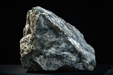 Rock stone isolated on black background,  Natural stone,  Studio shot