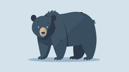 Bear with small ears on blue background flat vector isolated