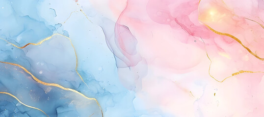 soft pastel pink, blue color and golden lines , abstract background
