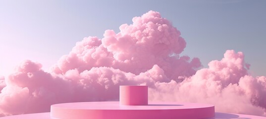Background podium pink 3d product sky platform display cloud pastel scene render stand