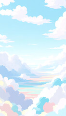 Portrait pastel anime sky cloud scene