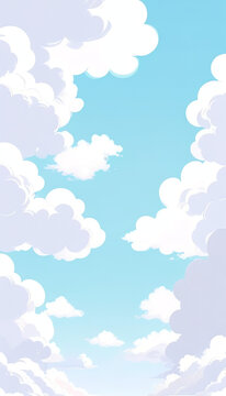 Portrait scene pastel sky cloud anime illustration