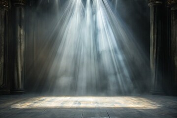 Stage Spotlight with Light rays and smoke, Stage Spotlight with Light rays