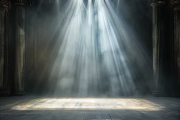 Fotobehang Stage Spotlight with Light rays and smoke, Stage Spotlight with Light rays © Nguyen