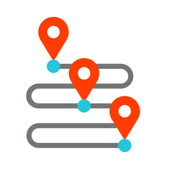 Route Map Vector Flat Icon