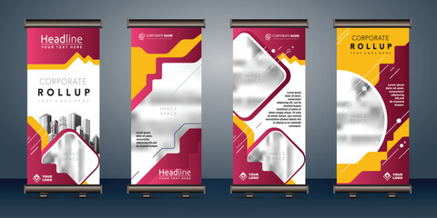 roll up banners template with business presentation design template 