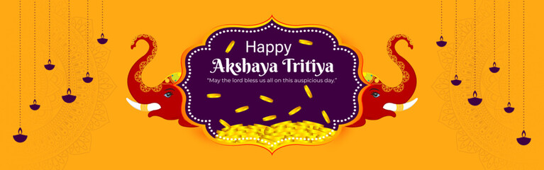 Vector illustration of Happy Akshaya Tritiya social media feed template