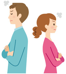 喧嘩する男女　対立する夫婦　カップル