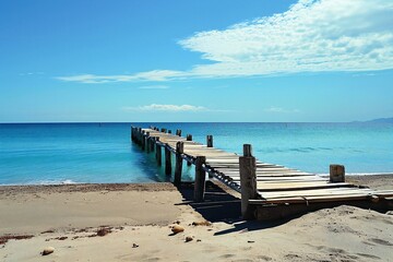 Wooden pier on the beach of the island of Bonaire