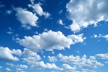 Blue sky background with white clouds,  Cumulus white clouds in the blue sky - obrazy, fototapety, plakaty