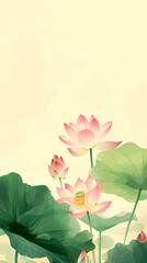 Summer solar term summer lotus summer pond lotus leaf flowers national trend illustration