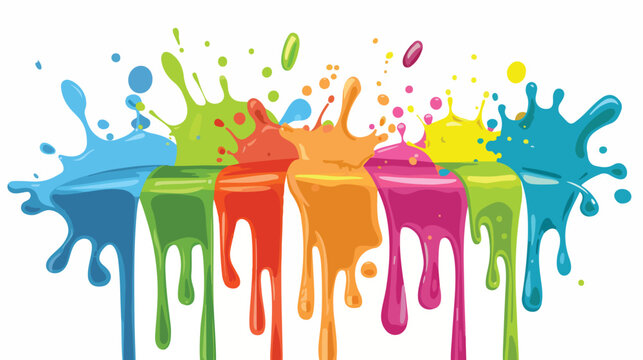 Colorful fresh paint splat.Paint splashes isolated on