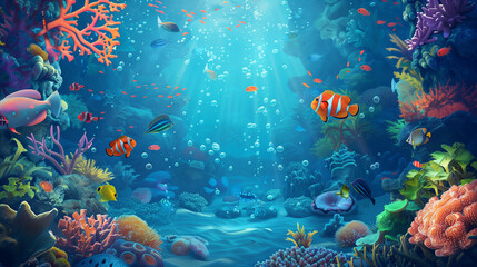 Naklejka na ściany i meble Vibrant Underwater Haven