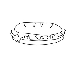 A sandwich with cheese and meat on it. The sandwich is cut in half and has a slice of cheese on top