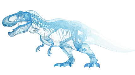 Dinosaur TRex in Hologram Wireframe Style. Nice flat vector
