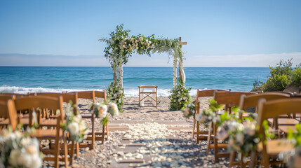 wedding setup on the beach Sundown Serenity by the Seashore