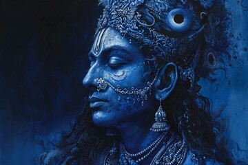 Close-up portrait of a beautiful woman in blue armor,  Fantasy, occultism, fantasy