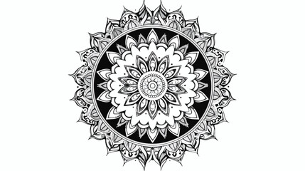 Ethnic Mandala for Adult Coloring Book. Black and Whit