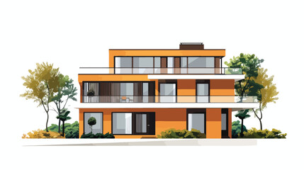 Flat Residential House no transparencies. Isolated on
