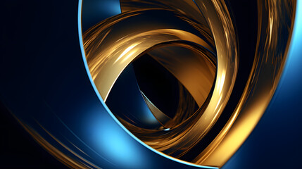 Digital technology dark blue and gold spiral abstract graphic poster web page PPT background