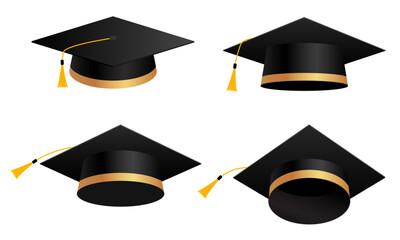 Graduation cap illustration. College hat symbol. Education degree icon vector