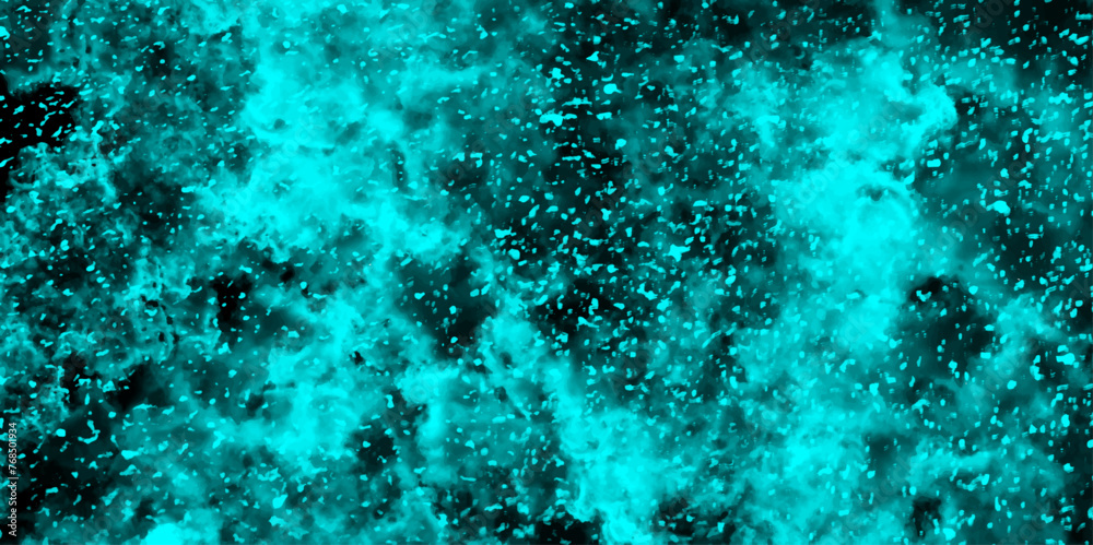 Fototapete abstract dynamic particles with soft blue clouds on dark background. defocused lights and dust parti
