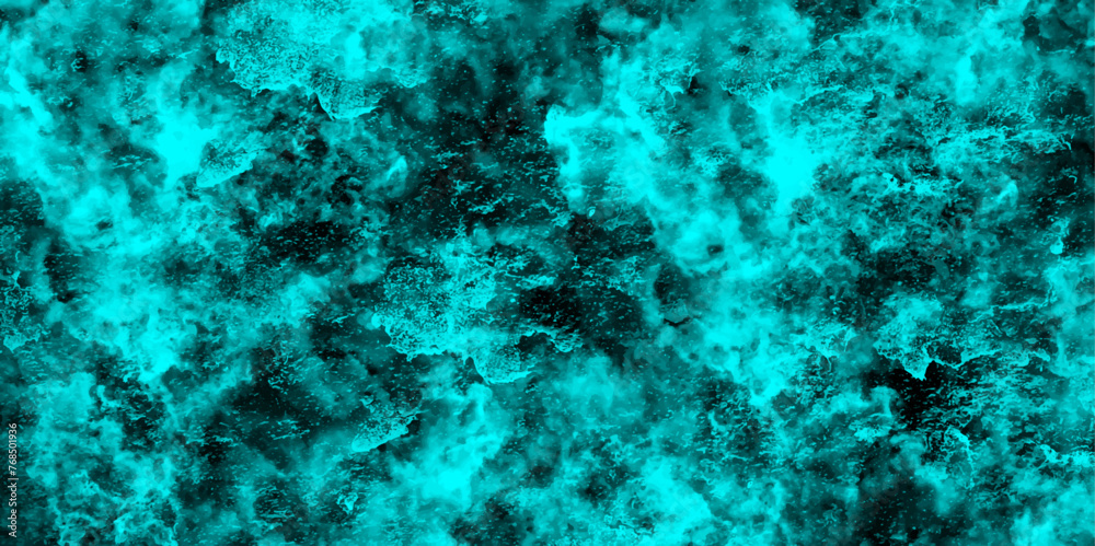 Fototapete abstract dynamic particles with soft blue clouds on dark background. defocused lights and dust parti