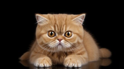 a Exotic shorthair cat on a black background