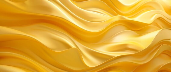 Golden Satin Fabric Waves Flowing Luxurious Background
