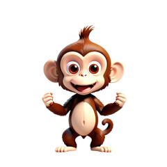 Fototapeta premium 3d rendering of cartoon monkey on Isolated transparent background png. generated with AI