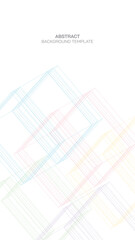 Abstract 1970's style colorful 3D outline square box on white background vertical shape have blank space.