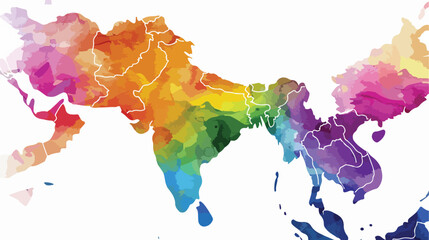 India colorful vector map silhouette flat vector isolated