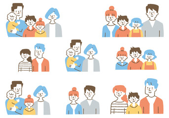 Set for a family of 2, a family of 3, a family of 4, and a family of 5_Colors